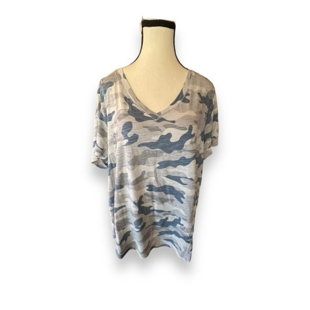Women’s 2X Old Navy Blue Camo Everyday Slub Knit Tee 18 20 XXL 2XL